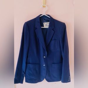 Vintage Burberry Navy Wool Schoolboy Blazer Size Small Oversized Blazer